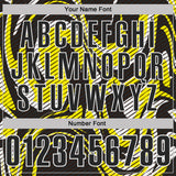 Custom Black Light Yellow-White Abstract Line Graffiti Performance Polo Shirt