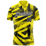 Custom Light Yellow Black-White Abstract Geometric Performance Polo Shirt
