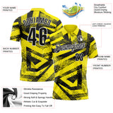 Custom Light Yellow Black-White Abstract Geometric Performance Polo Shirt