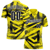Custom Light Yellow Black-White Abstract Geometric Performance Polo Shirt