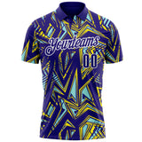 Custom Dark Purple Green Yellow-White Abstract Geometric Performance Polo Shirt