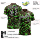 Custom Brown Black Green-White Tech Geometric Performance Polo Shirt