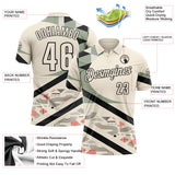 Custom Cream Olive Pink-Black Abstract Geometric Performance Polo Shirt