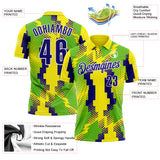 Custom Light Yellow Dark Purple Neon Green-White Abstract Geometric Performance Polo Shirt