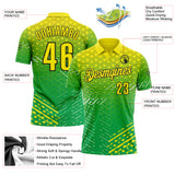 Custom Light Yellow Aurora Green-Black Gradient Geometric Grid & Stripe Performance Polo Shirt
