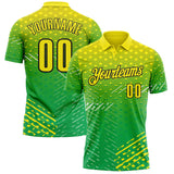 Custom Light Yellow Aurora Green-Black Gradient Geometric Grid & Stripe Performance Polo Shirt