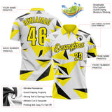Custom White Light Yellow-Black Geometric Triangle Performance Polo Shirt