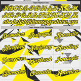 Custom White Light Yellow-Black Geometric Triangle Performance Polo Shirt