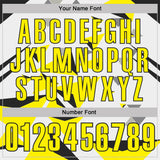 Custom White Light Yellow-Black Geometric Triangle Performance Polo Shirt