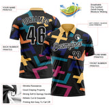 Custom Black-White Geometric Cross Performance Polo Shirt