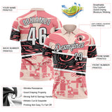 Custom Pink White-Black Abstract Geometric Graffiti Performance Polo Shirt