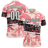 Custom Pink White-Black Abstract Geometric Graffiti Performance Polo Shirt