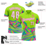 Custom Neon Green White-Pink Neon Geometric Performance Polo Shirt