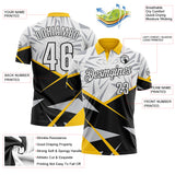 Custom White Black-Yellow Abstract Geometric Performance Polo Shirt
