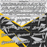 Custom White Black-Yellow Abstract Geometric Performance Polo Shirt