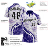 Custom Dark Purple Black-White Abstract Geometric Performance Polo Shirt