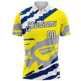 Custom Light Yellow White Blue Gray-Black Abstract Geometric Performance Polo Shirt