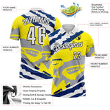 Custom Light Yellow White Blue Gray-Black Abstract Geometric Performance Polo Shirt