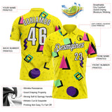 Custom Light Yellow White-Black Abstract Geometric Performance Polo Shirt