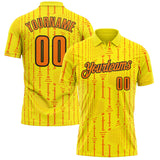 Custom Light Yellow Bay Orange-Black Geometric Line Performance Polo Shirt