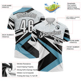Custom White Shadow Blue-Black Geometric Lines Performance Polo Shirt
