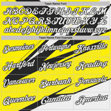 Custom Light Yellow White-Black Geometric Lines Performance Polo Shirt