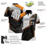 Custom Black White-Bay Orange Tech Geometric Performance Polo Shirt