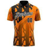 Custom Black Bay Orange-White Gradient Geometric Performance Polo Shirt