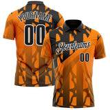 Custom Black Bay Orange-White Gradient Geometric Performance Polo Shirt