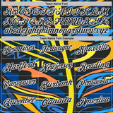 Custom Black Yellow Blue Orange-White Abstract Geometric Graffiti Performance Polo Shirt