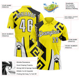 Custom Light Yellow White-Black Tribal Geometric Performance Polo Shirt