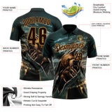 Custom Blue Brown-Old Gold Darts Bear Dartboard Performance Polo Shirt