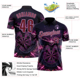Custom Black Burgundy-Light Purple Darts Eagle Fire Dartboard Performance Polo Shirt