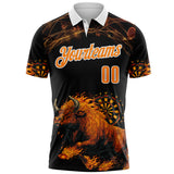 Custom Black Bay Orange-White Darts Bull Dartboard Performance Polo Shirt