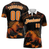 Custom Black Bay Orange-White Darts Bull Dartboard Performance Polo Shirt