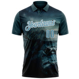 Custom Blue Shadow Blue-White Darts Crocodile Dartboard Performance Polo Shirt