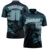 Custom Blue Shadow Blue-White Darts Crocodile Dartboard Performance Polo Shirt