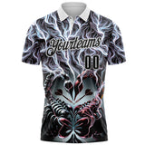 Custom Black-White Darts Scorpion Dartboard Performance Polo Shirt