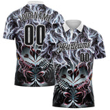 Custom Black-White Darts Scorpion Dartboard Performance Polo Shirt