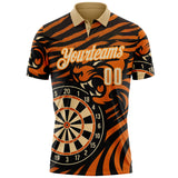 Custom Black Cream Orange-Bay Orange Darts Tiger Dartboard Performance Polo Shirt