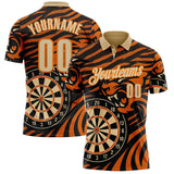 Custom Black Cream Orange-Bay Orange Darts Tiger Dartboard Performance Polo Shirt
