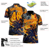 Custom Black Yellow-Red Darts Bull Fire Dartboard Performance Polo Shirt
