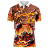 Custom Yellow-Red Darts Fire Scorpion Dartboard Performance Polo Shirt