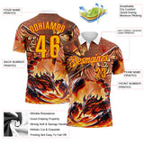 Custom Yellow-Red Darts Fire Scorpion Dartboard Performance Polo Shirt