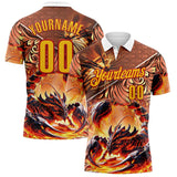 Custom Yellow-Red Darts Fire Scorpion Dartboard Performance Polo Shirt