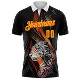 Custom Black Yellow-Orange Darts Tiger Dartboard Performance Polo Shirt