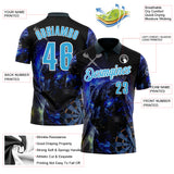 Custom Black Sky Blue-White Darts Panther lightning Dartboard Performance Polo Shirt
