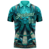 Custom Blue Ice Blue-Teal Darts Monster Dartboard Performance Polo Shirt