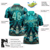 Custom Blue Ice Blue-Teal Darts Monster Dartboard Performance Polo Shirt