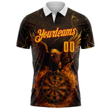 Custom Black Yellow-Red Darts Eagle Fire Dartboard Performance Polo Shirt